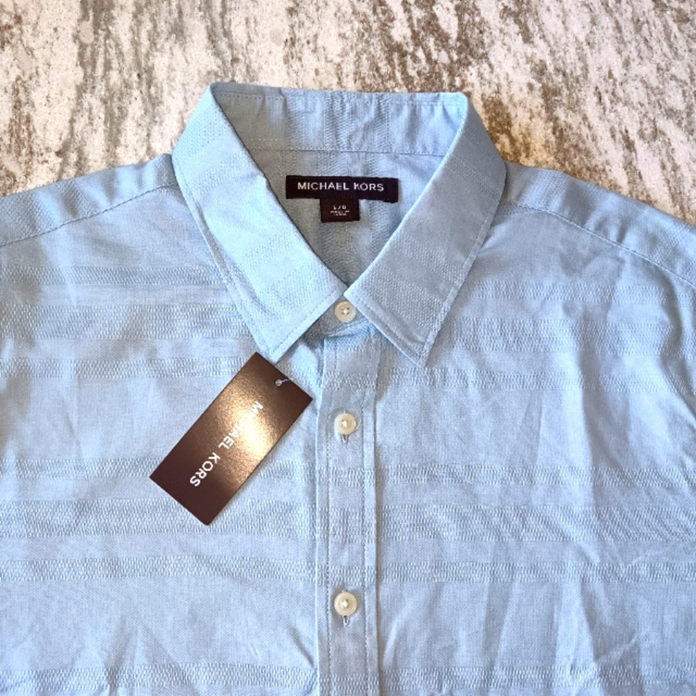 Kenneth Cole Men's Short Sleeve Button Down Shirt New Size Large